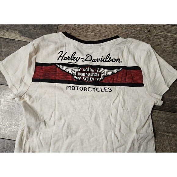 Harley Davidson Women's Winged Logo Short Sleeve Henley - Picture 7 of 9
